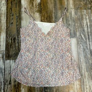 Scallop Neckline Confetti-Print Top